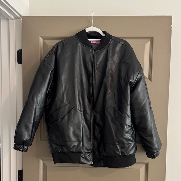 Edikted Black Leather Jacket - Picture 2 of 5